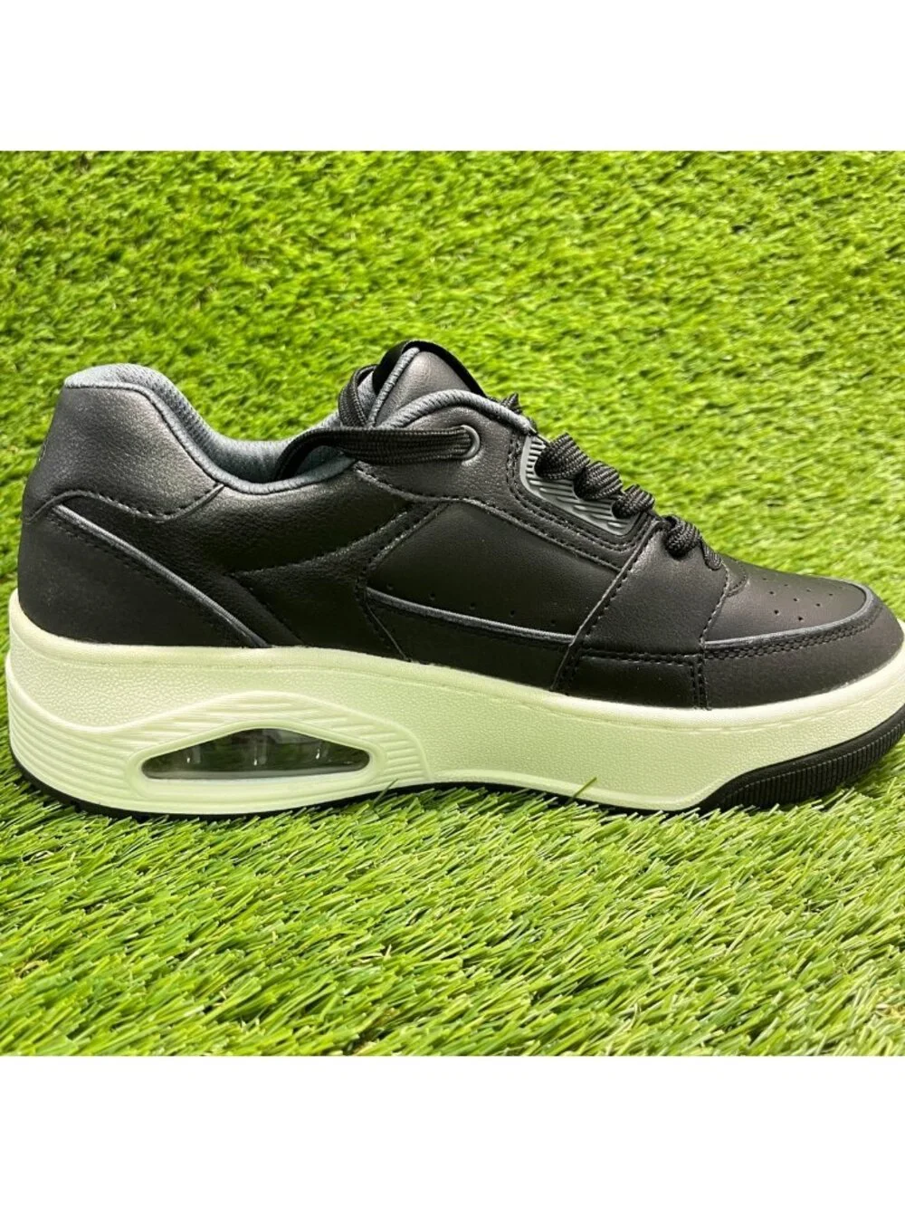 Skechers Uno Court Low-Post Mens Size 9 Black Athletic Leather Shoes Sneakers